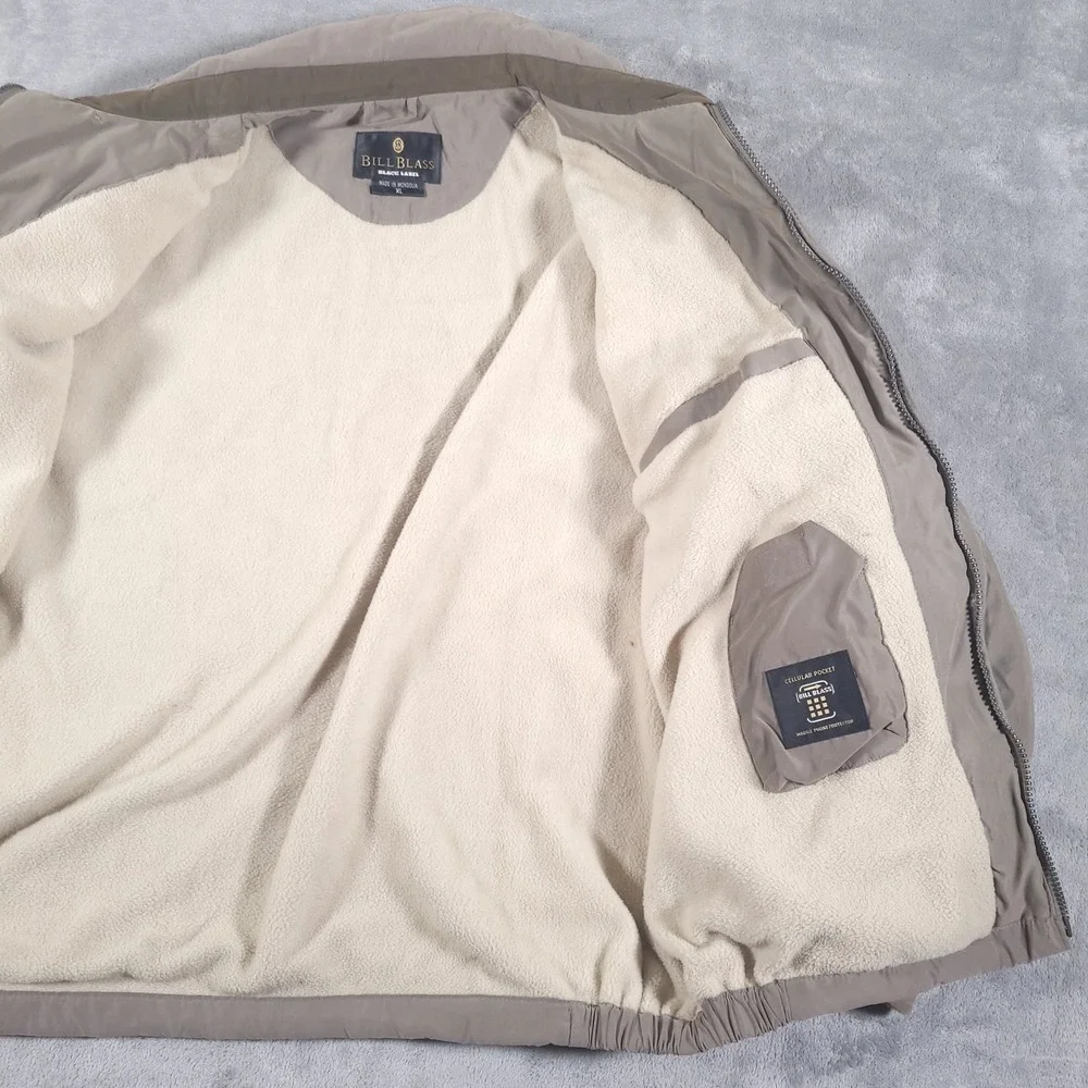 Bill Blass Black‎ Label Jacket Adult XL Brown Full Zip Bomber Fleece Pile Lined